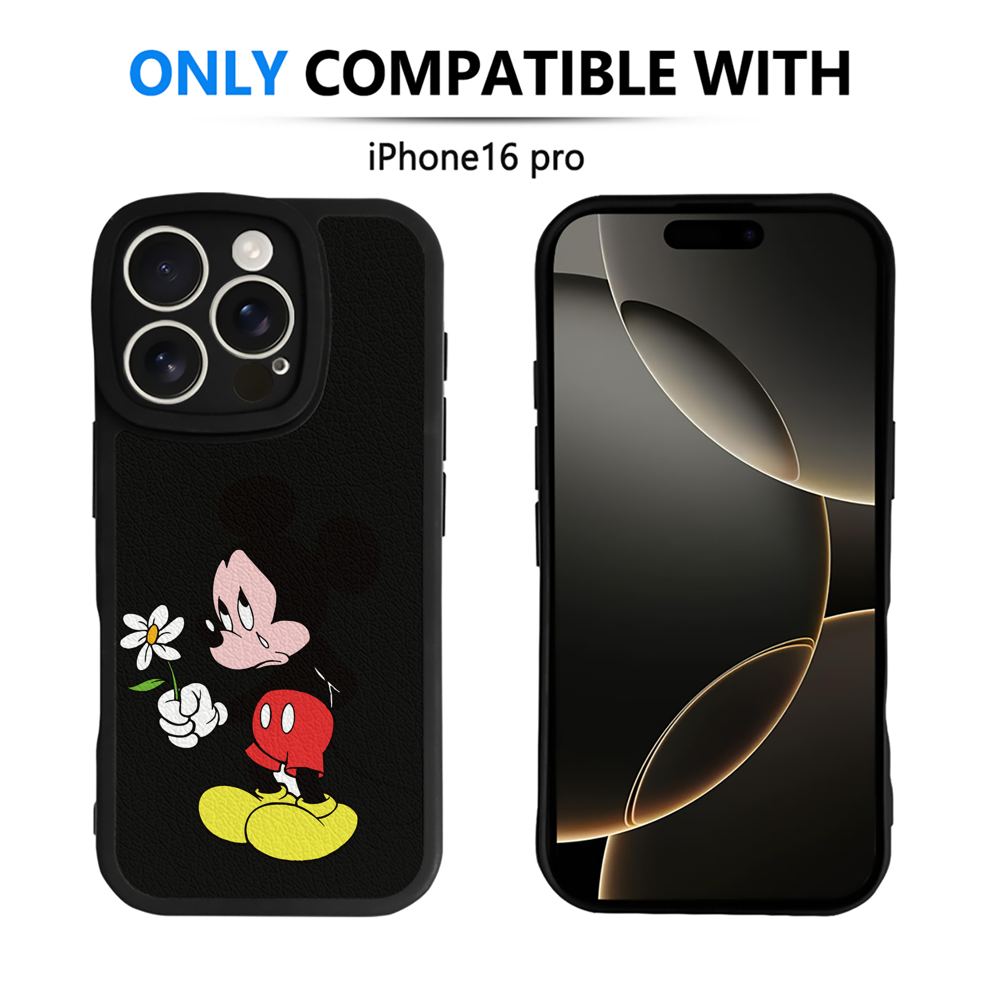 （画像用） ミッキーマウス Mickey Mouse 【iPhone 16シリーズ対応】シリコンスマホケース（レザー調） 材質：シリコン
